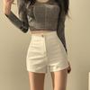 Women's High-Waist Elastic White Shorts - Summer Casual & Sexy Black Hot Pants Trend