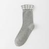 Ladies Spring and Autumn Assorted Plaid Curled Lace Pile In The Tube Cotton Socks