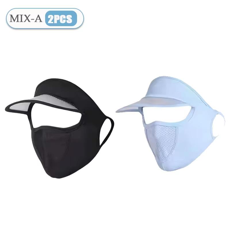 Summer Sunscreen Full Mask Anti UV Breathable Sun Hat Ice Silk Cooling Full Face Coverage Outdoor Cycling Sun Protection Hats