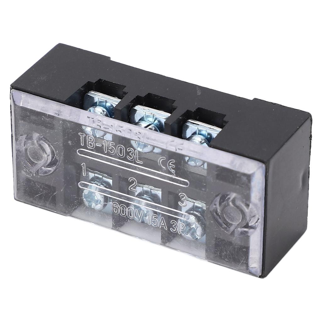 Terminal Strip Dual Row High Current M3 Screw Wire Barrier Block with Cover 15A 600V 5pcs
