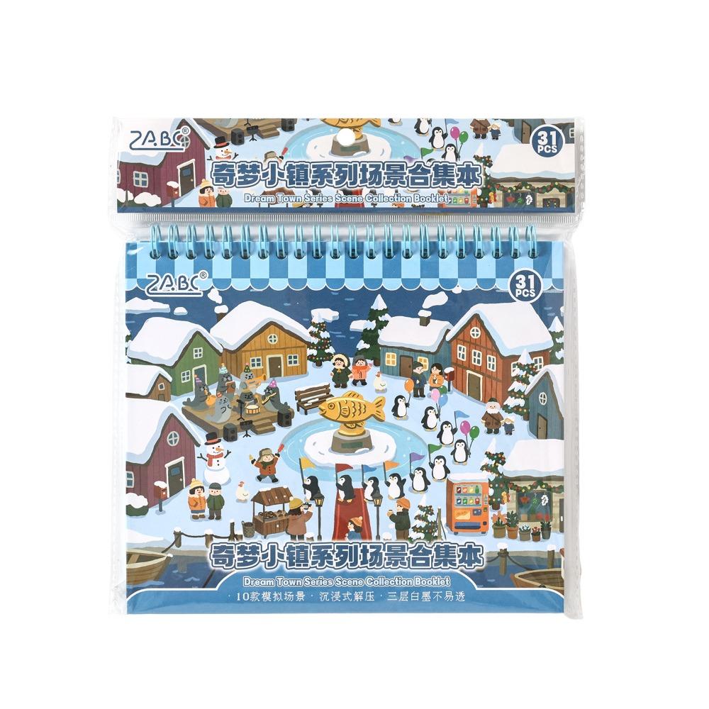 Spiral Bound 3D Scenery Stickers Pre Cut Stickers Miniature Scene Sticker Journal Supplies Style 1