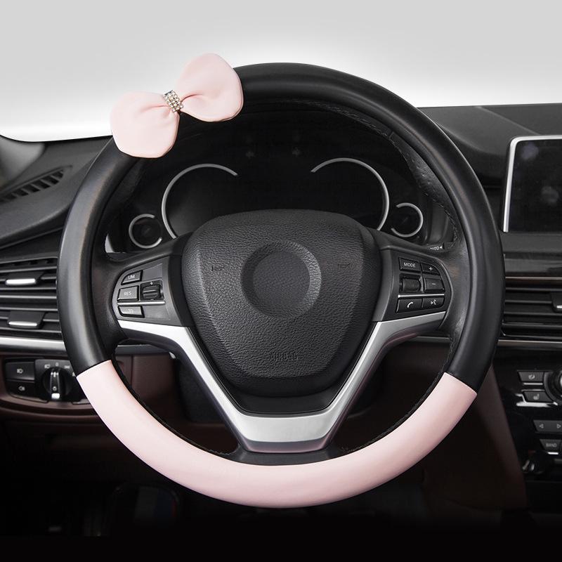Women Car Steering Wheel Cover with Butterfly Decoration Car Pink Red Blue White Car Decoration Steering Cover