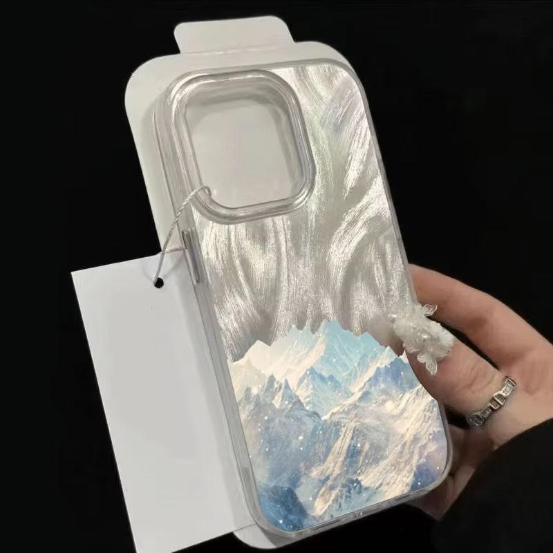 Snow Mountain Scenery plume Phone Case For Samsung Galaxy S25 Ultra S24 S23 S22 S21 Plus S20 FE A15 A35 A55 Hard Back Cover