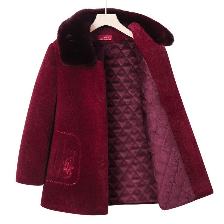 Mom Winter Coat New Style Fashionable Elderly Women's Fur Collar Grandma Old Lady's Coat Mid-length