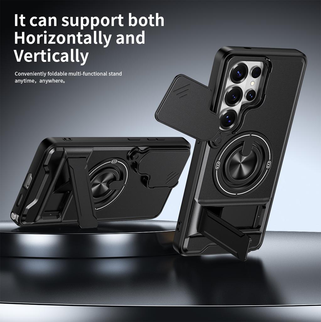 Funda for Samsung Galaxy S26 Ultra S25 Plus S25 FE Case Rotatable Slide Camera Protection Ring Stand Shockproof Cover Capa Funda