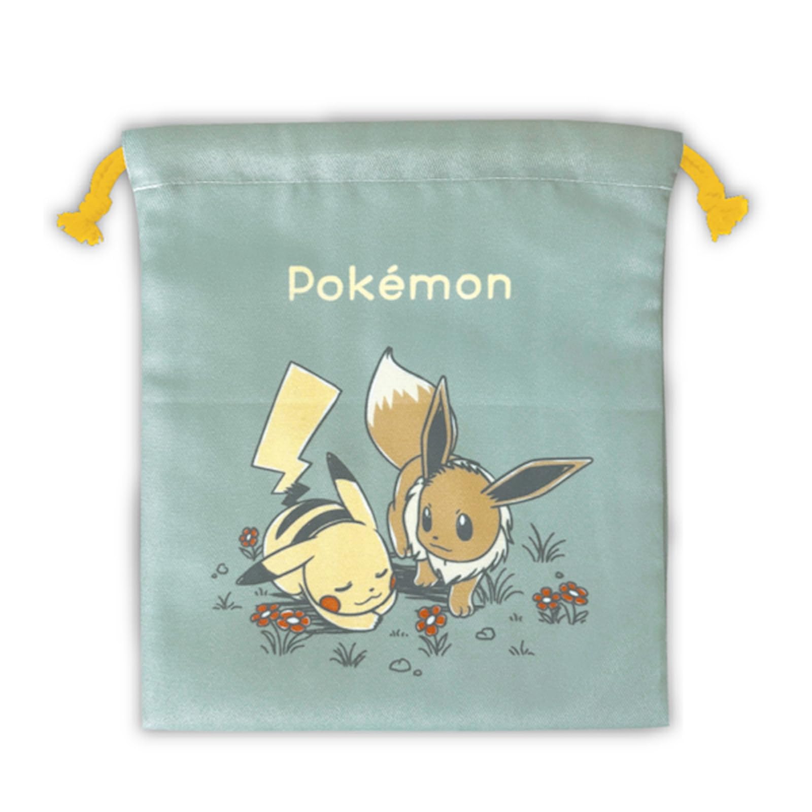 Maruyoshi Pokemon Drawstring Bag, Pikachu & Eevee, PM-KC8-PE, H20.5 x W18cm