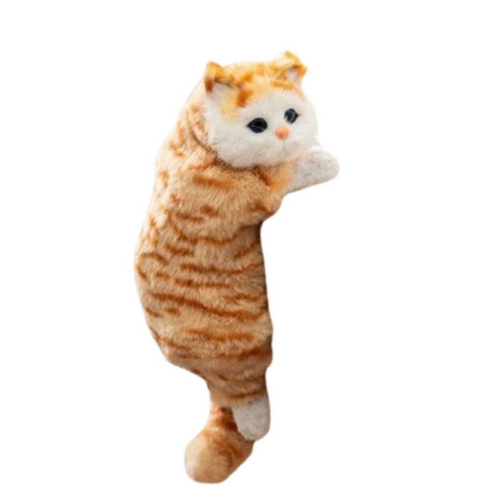 Realistic Cat Plush Hanging Decorative Cat Real Pet Item and Figurine, Toy, Object, (White Black)