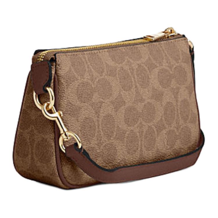 Coach Nolita 19 Vintage Klassisch Blumendruck Reißverschluss Synthetikleder Schulter-Tragetasche Kleine Damen Handtaschen Braun Gelb CW426-IMXHE