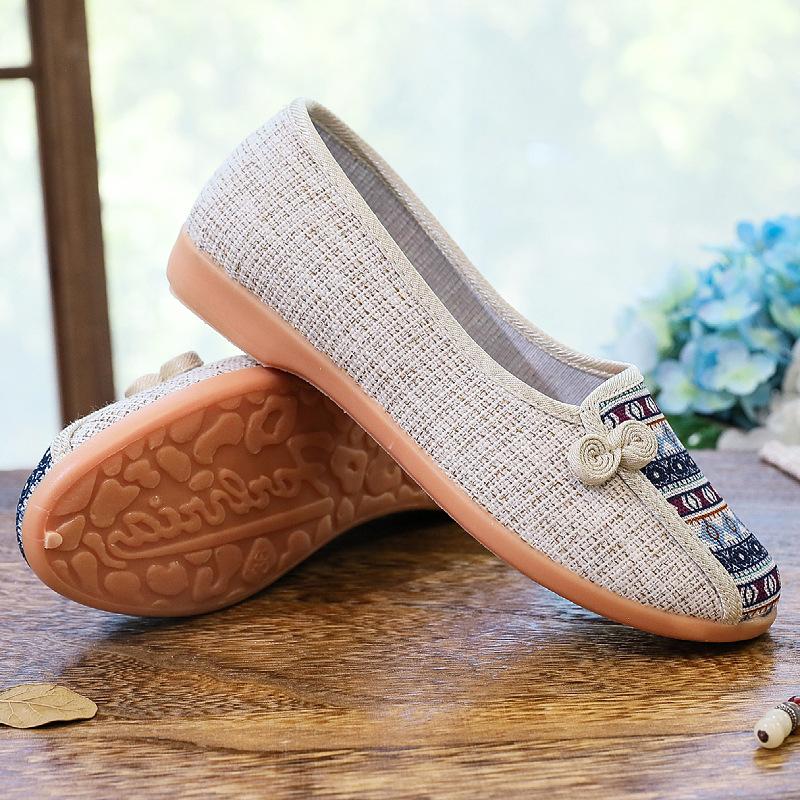 ****** and Autumn new ******* old cloth shoes women's non-slip s**t sole one-pedal single shoes linen middle-aged and elderly shoes