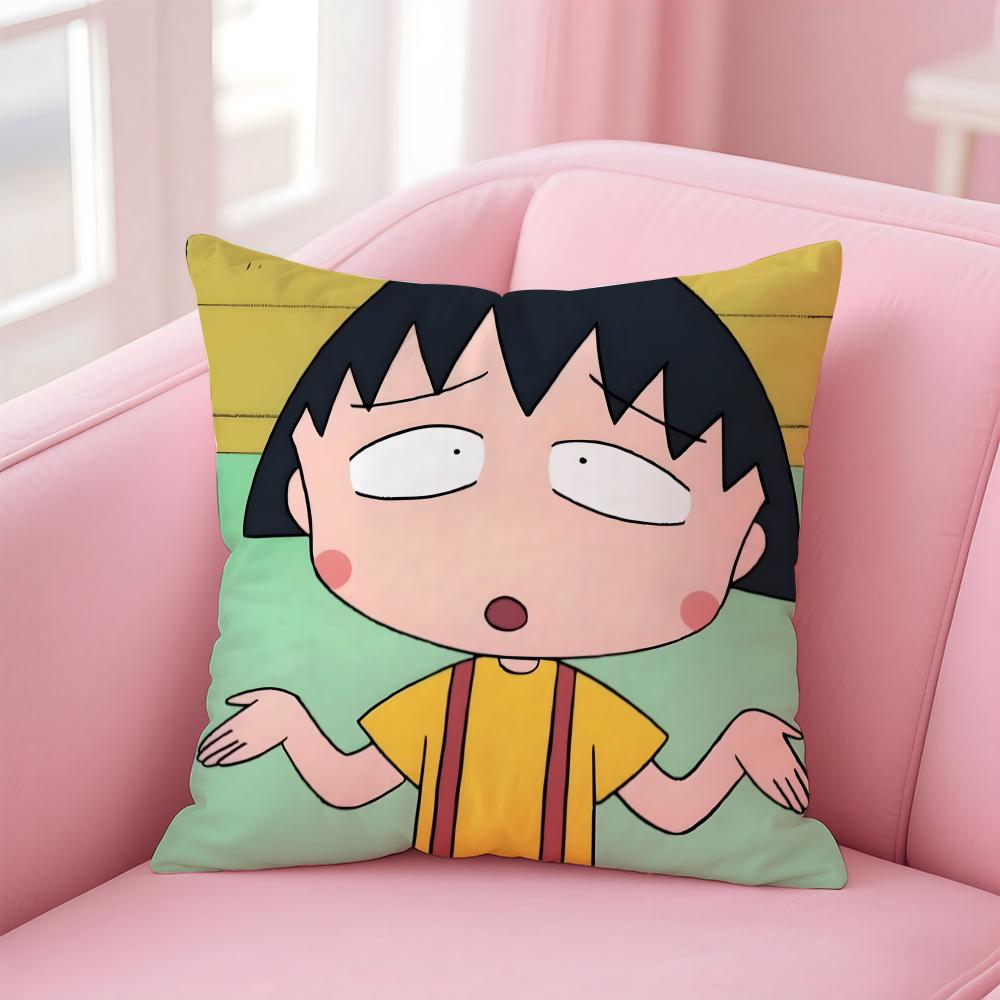 Cute Anime C-Chibi M-Maruko Chan Cushion Cover Comfortable Reversible Pillow Cover Ideal for Car Sofa Bedroom & Beyond