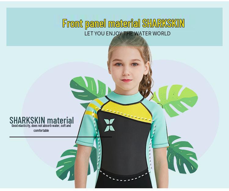 Traje de Neopreno Infantil de Manga Corta de 2.5MM: Mono Cálido y Protegido del Sol para Buceo de Otoño/Invierno y Seguridad contra Medusas