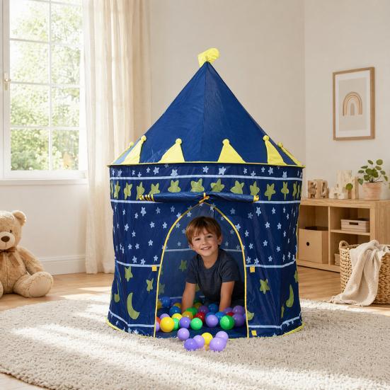 Kinderburg Zelt, Prinzessinnen Spielhaus für Mädchen, Indoor Outdoor Einfach Aufzubauen Spielzelt mit Stern Mond Design, Geburtstagsgeschenk für Kleinkinder