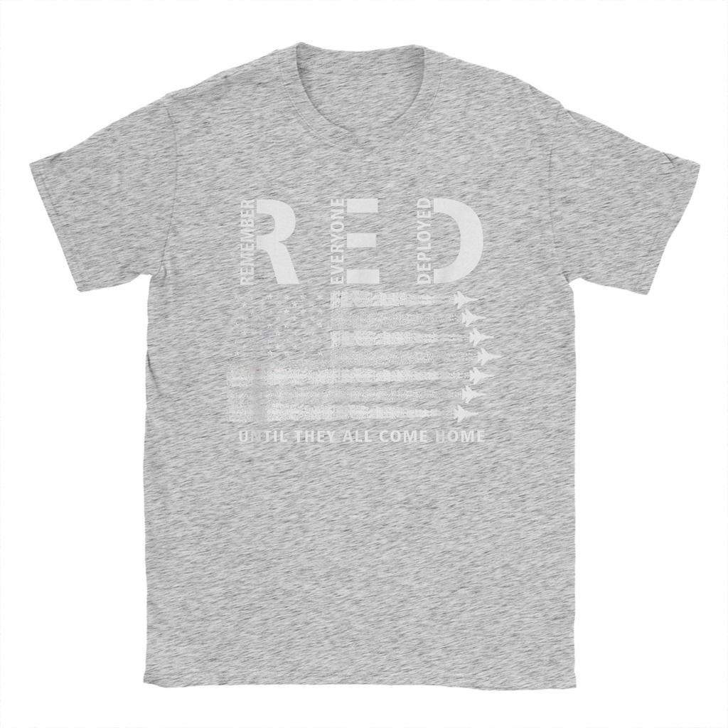RED American Flag Remember Everyone Deployed Military T Shirt Beach 100 Cotton T Shirts For Unisexs Tshirt ShortSleeve Clothing