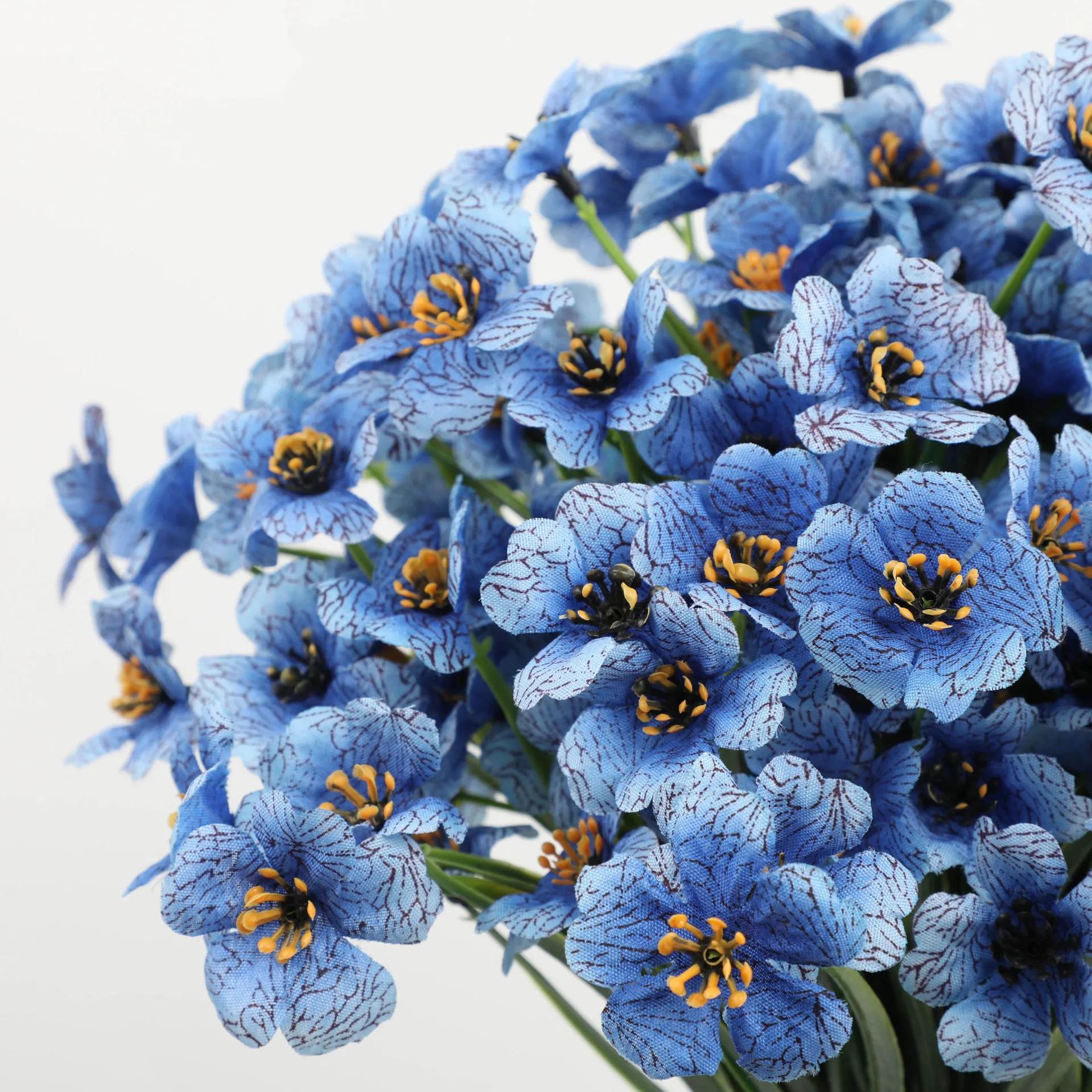 

6Pcs Artificial Violet Flowers Bouquet Fake Silk Plants for Home Wedding Party Garden Decor синий