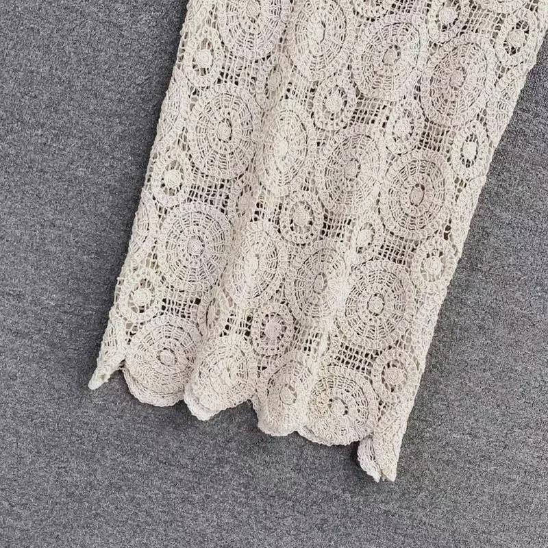 2023 Autumn Gentle Style Lace Shirt & Midi Skirt Set for Women