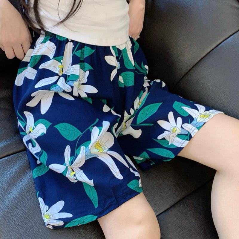 Women's Cotton & Rayon Casual Beach Shorts - Non-Fading, Summer Five-Point Style, Wear Indoors or Outdoors