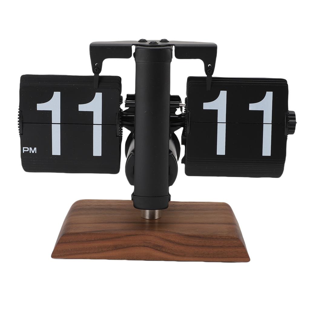 Digital Flip Desk Clock 12 Hours Battery Powered Retro Mechanical Auto Flip Down Clock with Wood