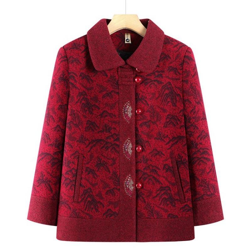 New Autumn and Winter Coat, Plush Warm Old Lady Clothes, Thickened Woolen Top