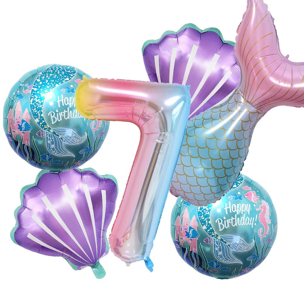 Mermaid Balloon 32 inch Digital Aluminum Foil Balloon Children's Birthday Party Decoration Baby Shower Decoration