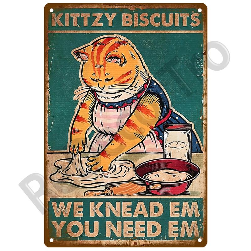 Retro Black Cat Metal Vintage Poster Funny Dog Wall Art Pet Sign Cafe Mural Plaque Metal Sign Tin Sign Plate Bathroom Home Decor
