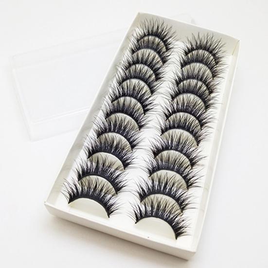 10Pairs False Eyelashes Thick Reusable Synthetic Fiber Naturals Cruelty-Free False Lashes for Daily Life