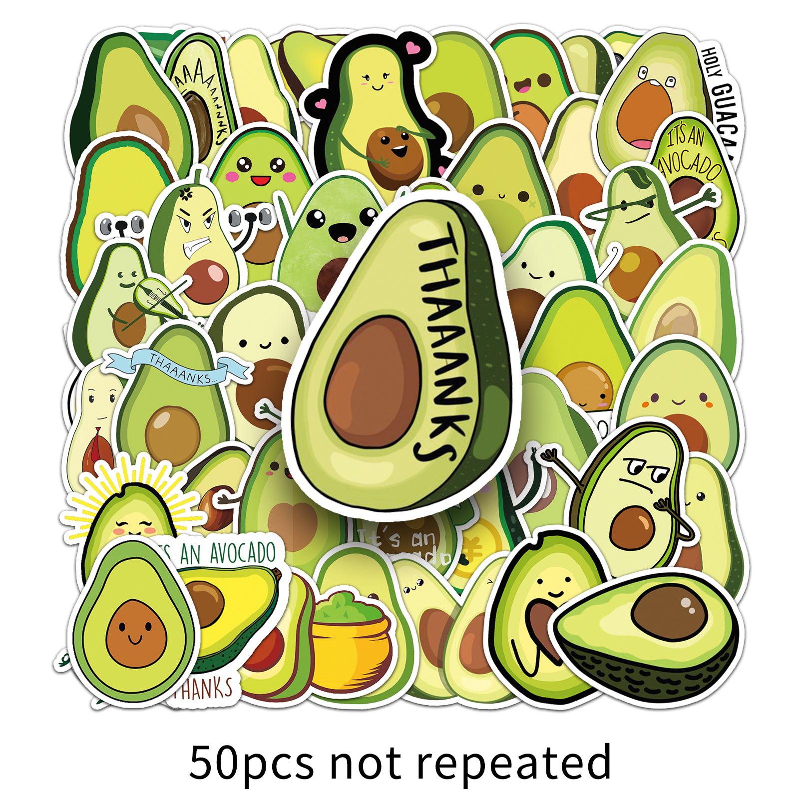 50 Cute Fruit Avocado Cartoon Stickers for DIY Suitcase Graffiti - 50 Unique Designs