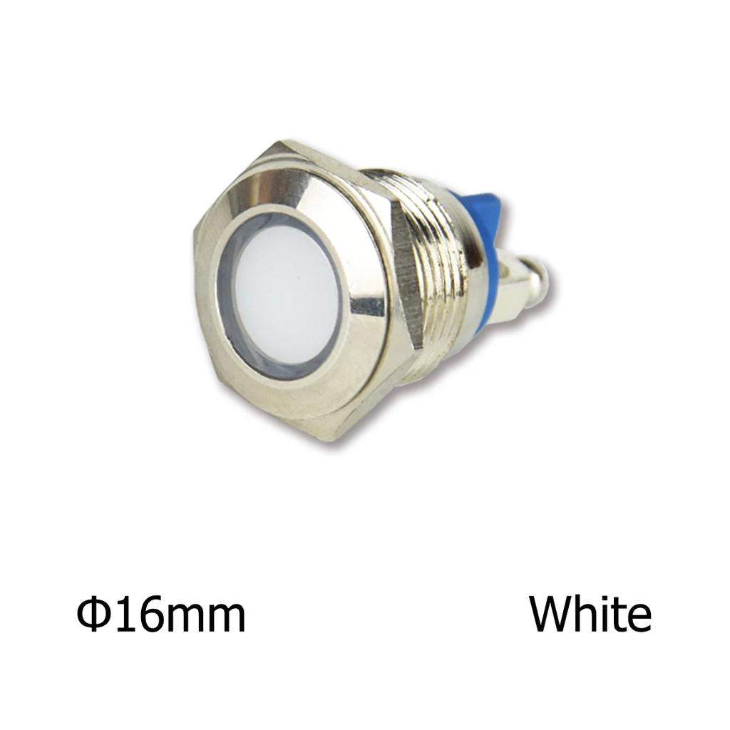 LED Indicator 16mm Metal Waterproof Indicator Lead Terminal With Bolt Foot Ring Connector 12V 220V Red  Orange Green Blue White