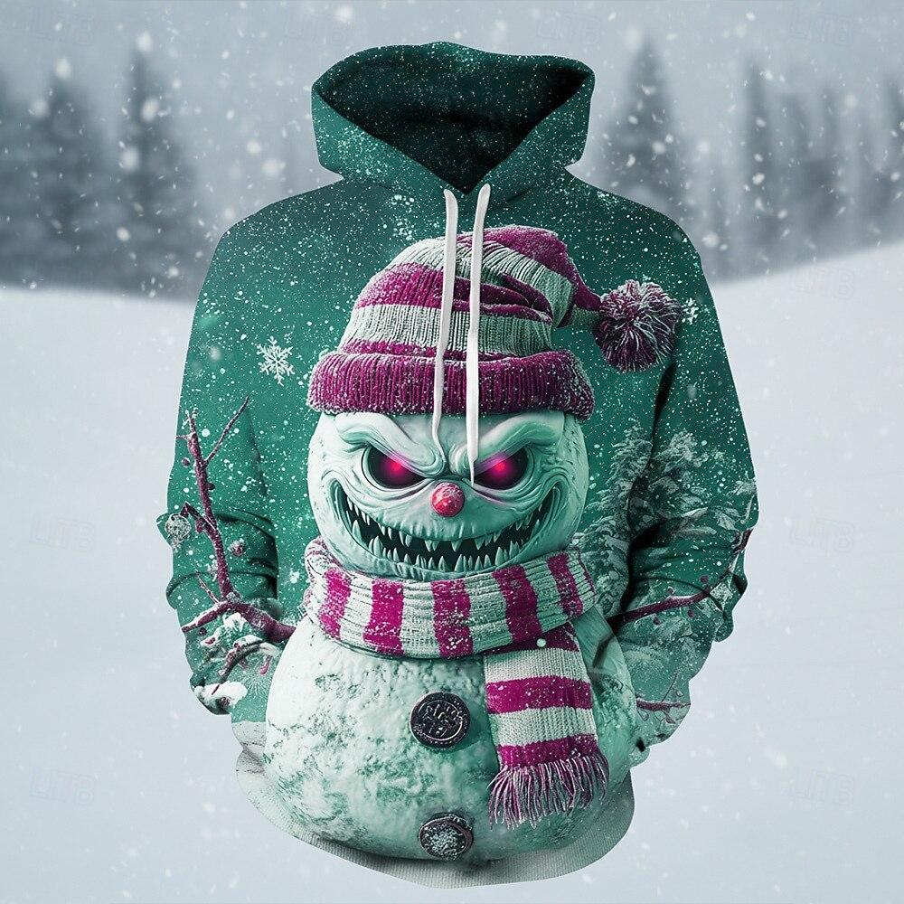 Nové vánoční pánské mikiny s kapucí Novoroční módní mikiny Ležérní streetwear Vánoční mikiny Mikina s kapucí