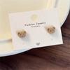 Autumn Winter Earrings Coffee Colored Flocking Bear Earrings Sweet Cartoon Style Ear Studs Suitable for Trendy Women