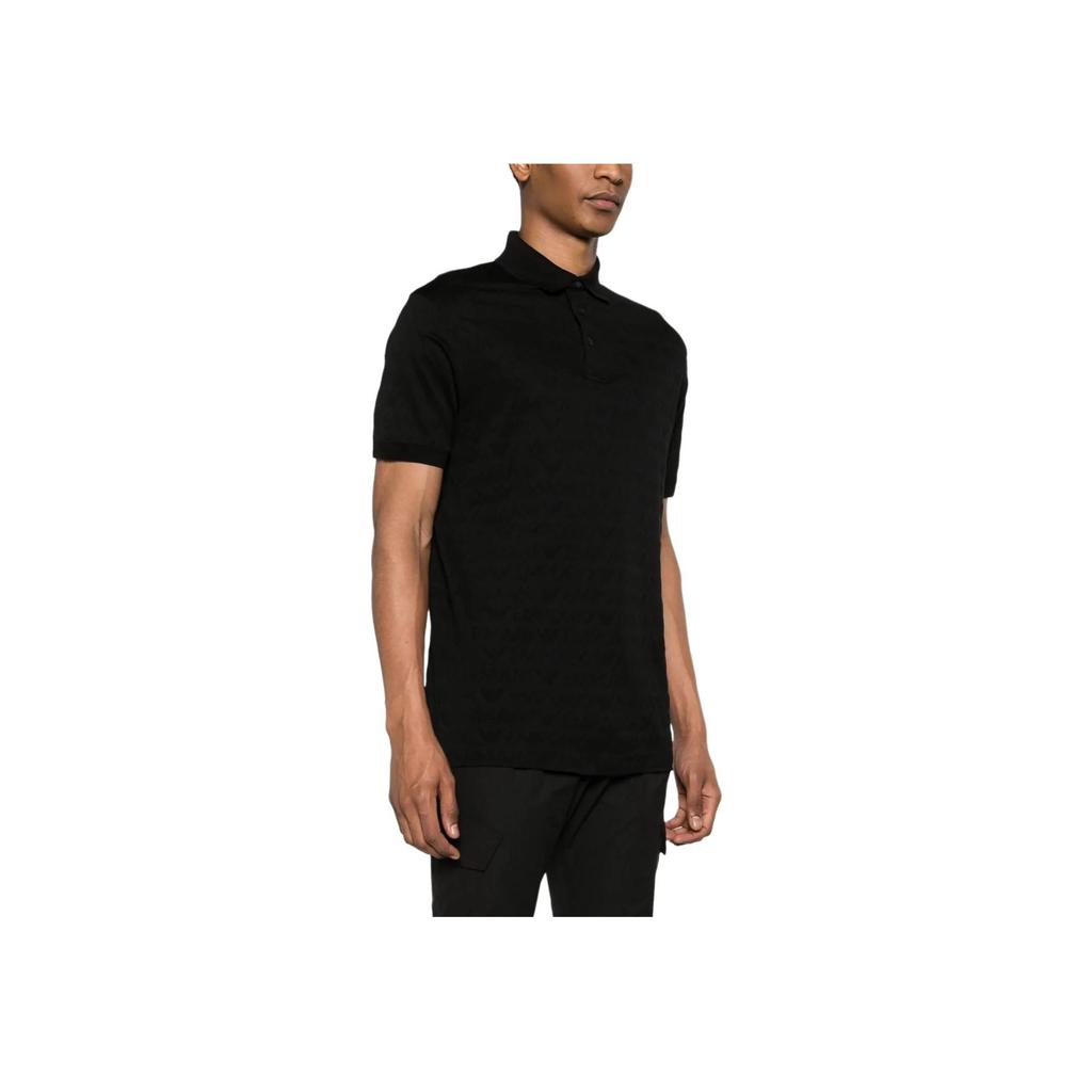 Emporio Armani Solid Logo Jacquard Pullover Short Sleeve Polo Shirt Men Tops Black 3D1FM8-1JORZ-0999