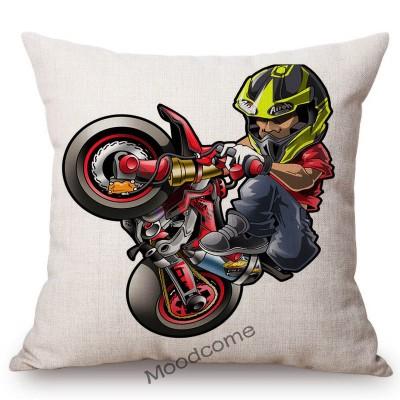 Xtreme Sport Motorcycle Stunting Riding Mtx Cute Cartoon Stunters Decorative Sofa Throw Pillow Case Cotton Linen Cushion Cover