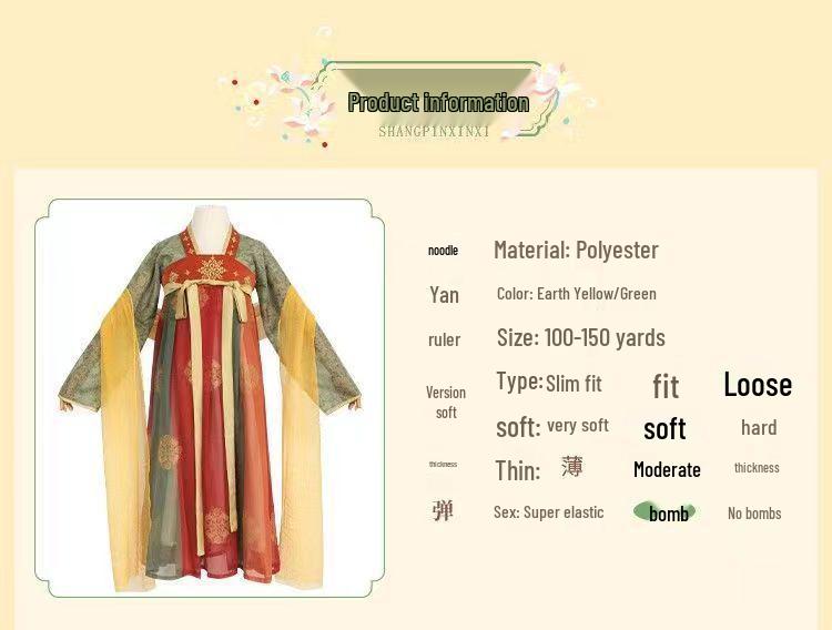 Girls' Tang Dynasty Style Hanfu Dress - Spring/Autumn Ruqun for Kids
