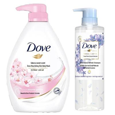 Dove Cherry Blossom Body Wash & Botanical Shampoo Bundle