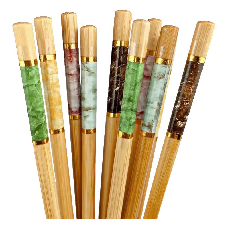 All-Platform Marble Print Mold-Proof Anti-Slip Five-Color Natural Nanmu Bamboo Chopsticks