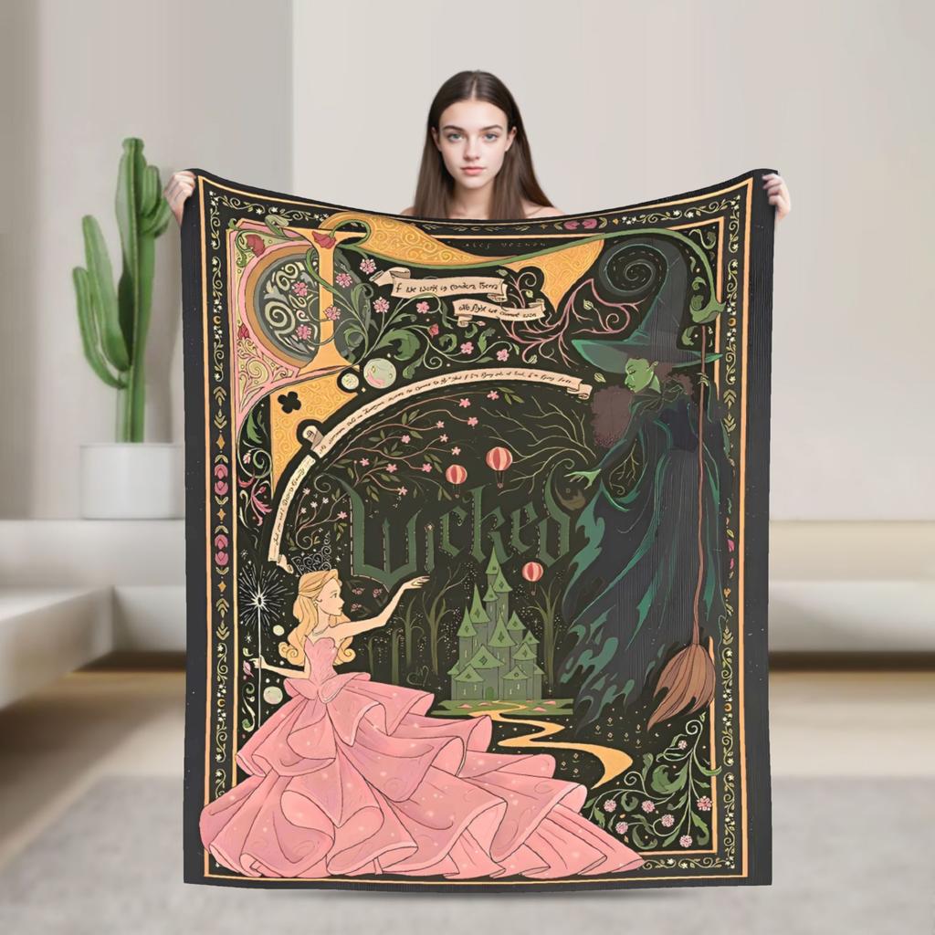 Wicked 2 Musical Movie Glinda Poster Soft Warm Blanket Plush Throw Blanket Novelty Home Decor Flannel Bedspread Sofa Bed Cover