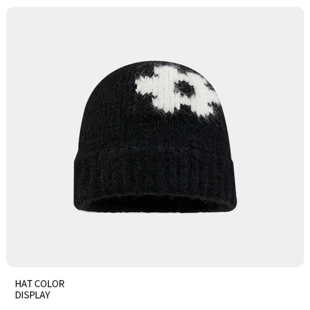 Fashion Flowers Pattern Winter Knitted Hat Coldproof Keep Warm Warm Hat Korean Style Beanies Cap Autumn