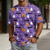 Men Short Sleeve Casual Halloween Print Polo Neck Sports Top Comfortable Lightweight Relaxed Fit Shirt for Daily Wear