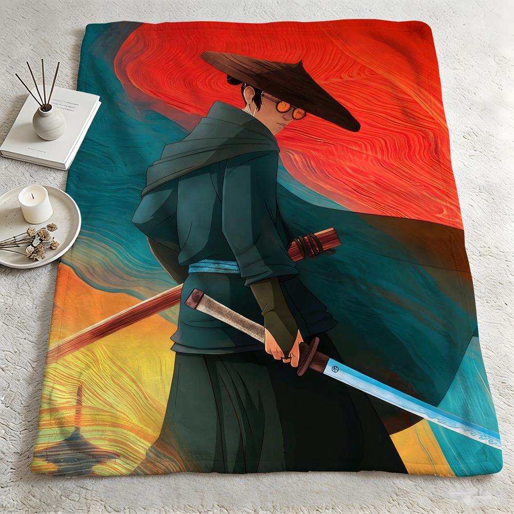 Anime BBlue Eye Samuraii Throw Warm Soft Flannel Blanket Multiuse for Sofa Bed Camping Travel Nap