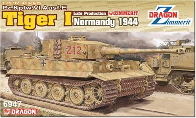Platts Dragon WW2 Tysk Tiger I Sen Produktion Normandie 1944 Magic Gun Tryckt Mynningsfigur Lyxspecifikation Plastmodell DR6947DX 1/35
