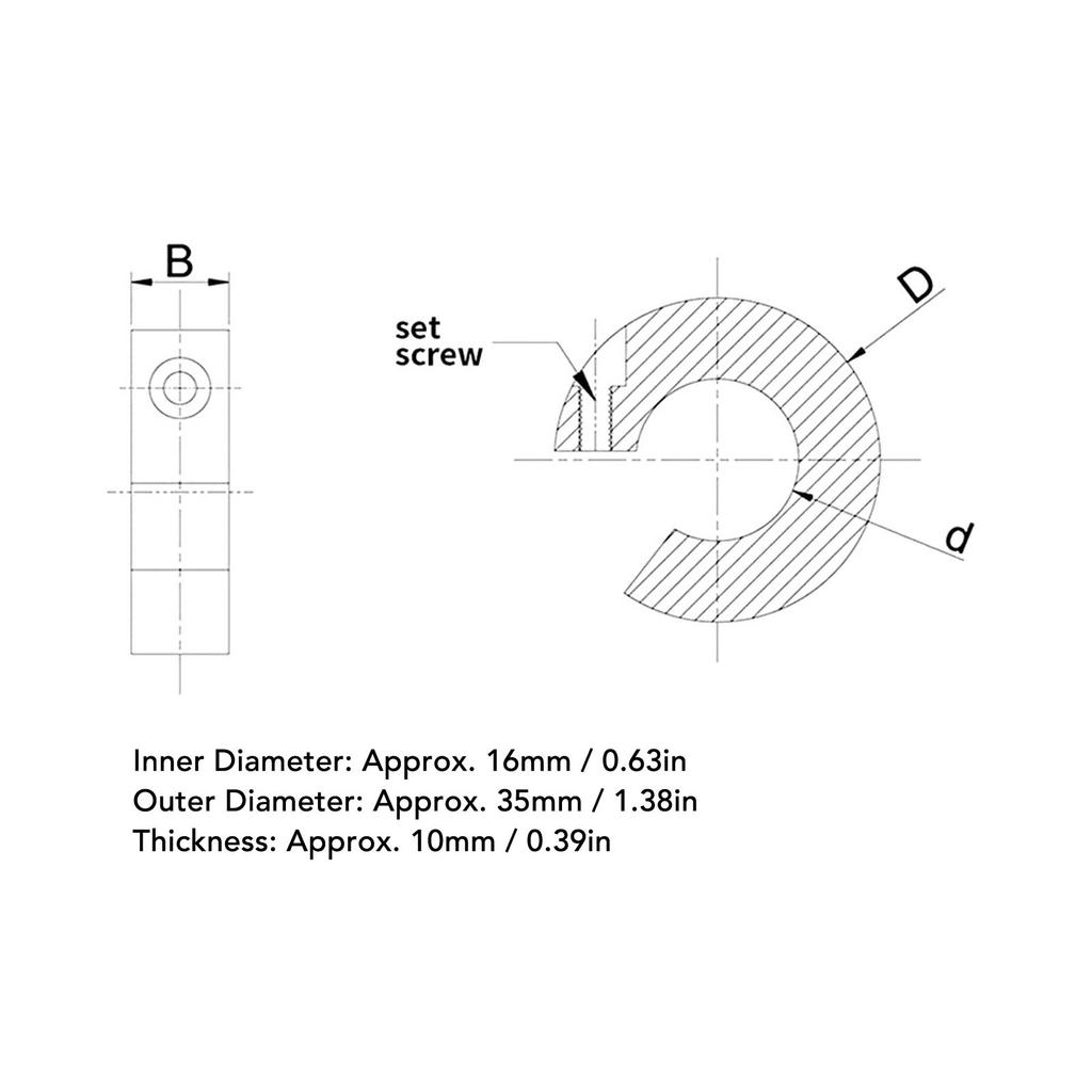 4Pcs Linear Rail Stop Collars Aluminum Alloy Clamp On Shaft Limit Fixing Rings ID 16MM OD 35MM Thickness 10MM M4 Screw