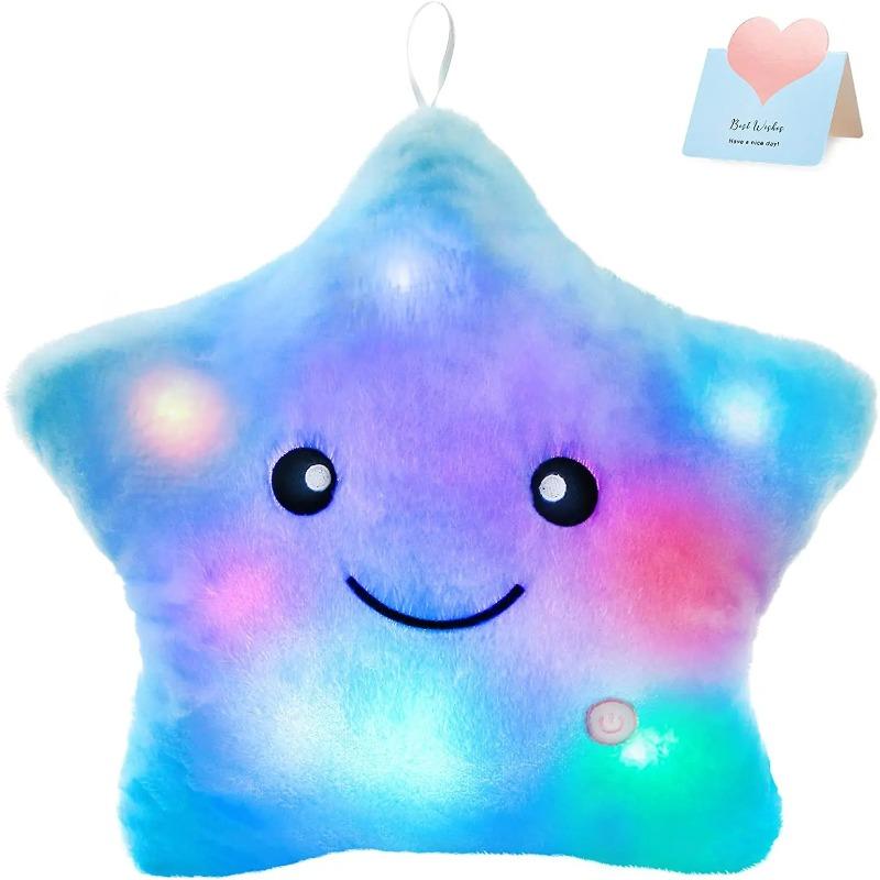 34CM Creative Toy Luminous Pillow Soft Stuffed Plush Glowing Colorful Stars Cushion Led Light Toys Gift For Kids Children Girls