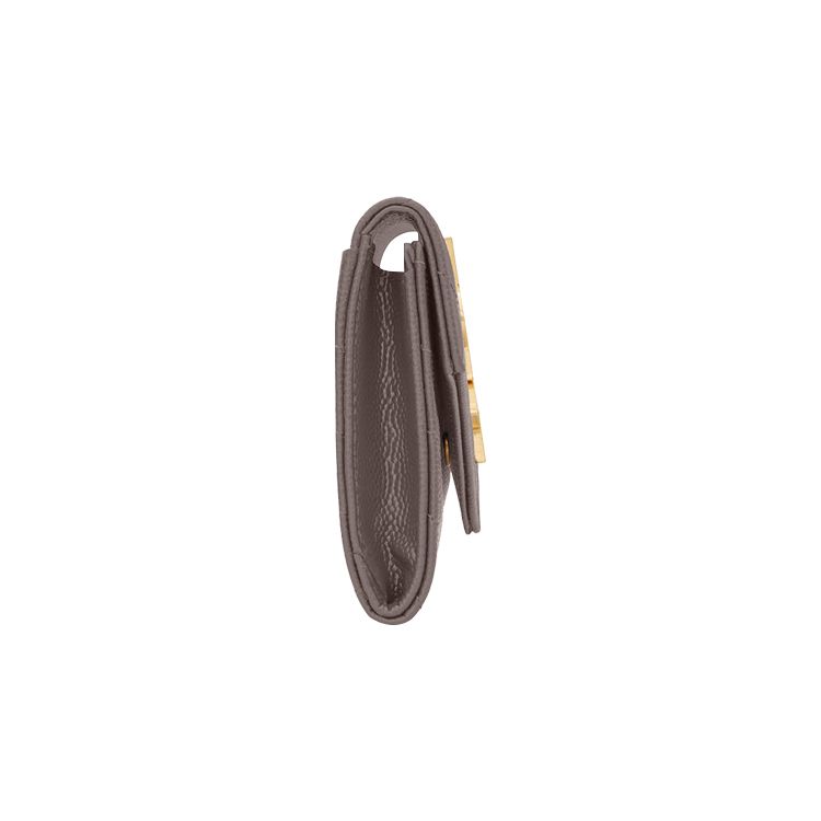 Saint Laurent Ysl Cassandre Metal Letter Logo Short Snap Closure Leather Envelope Wallet Women Wallet Gray 414404-BOW0J-1202