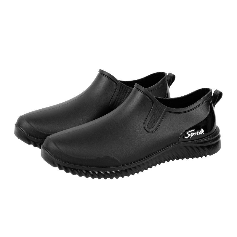 Fashion low-top rain shoes men's waterproof and non-slip short tube wear-resistant low-top waterproof shoes car wash kitchen chef work shoes men