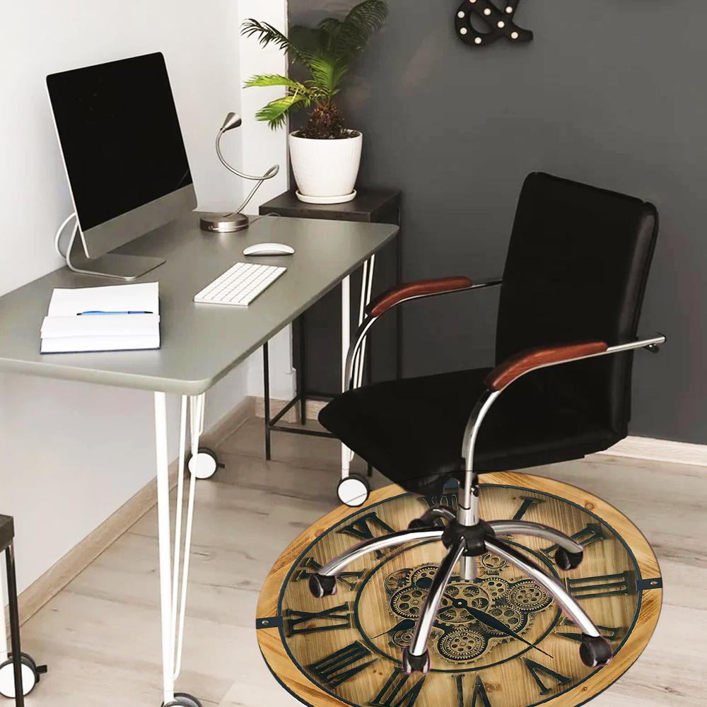 Steampunk Clock Design Fashion Rug Nonslip Carpet Office Chair Mat Design For Office Decor Home Living Room Bedroom Giftt25