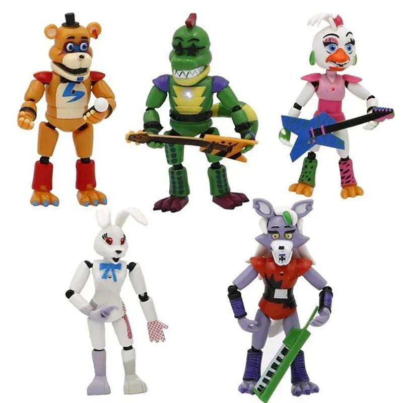 5-6Pcs/Set FNAF Security Breach Action Figures Joint Movable Detachable Bonnie Foxy Fazbear Bear Doll Playthings