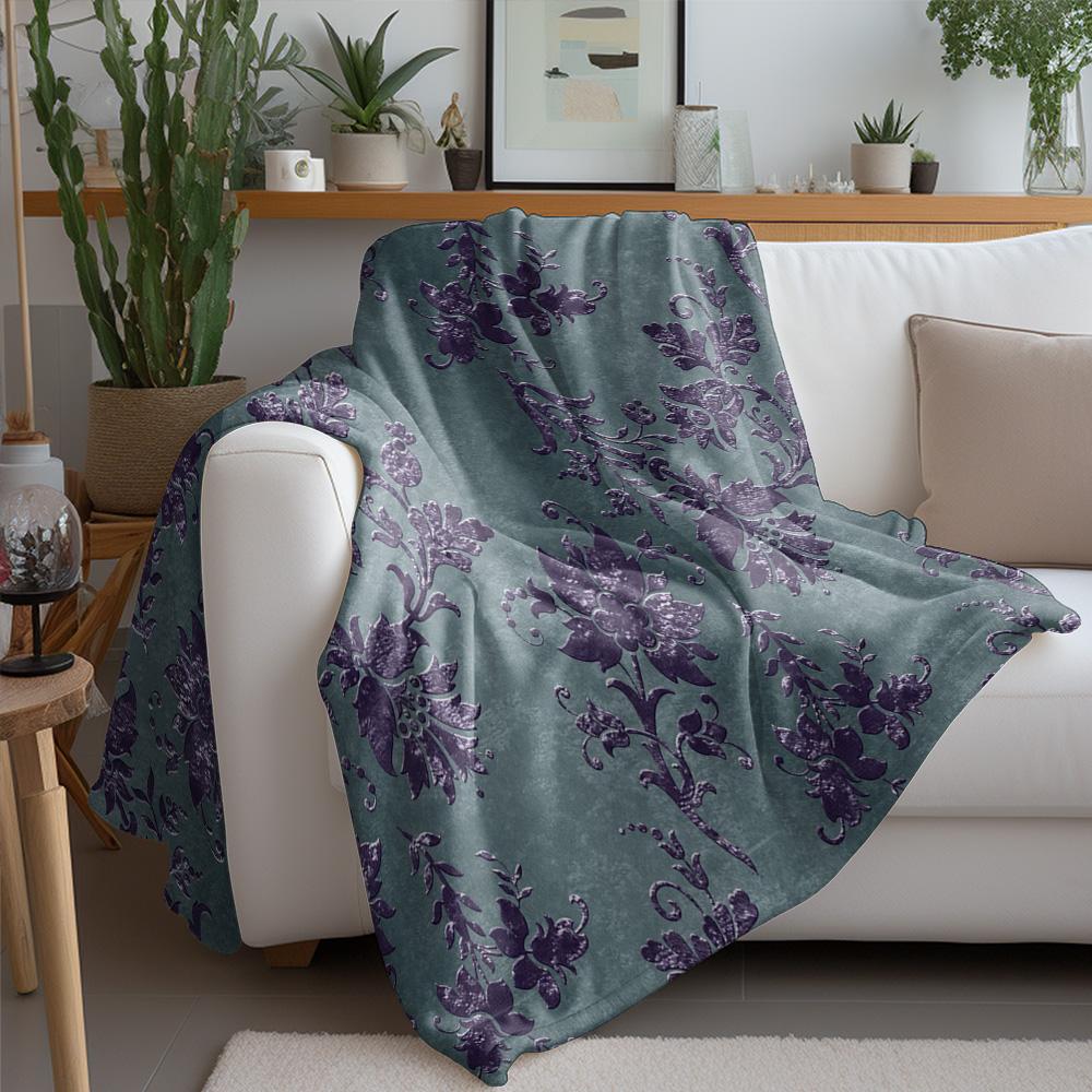 Dark Floral Velvet Throw Blanket Sofa Bed Cover Decorative Bedspread for Living Room Bedroom Cushion Cover