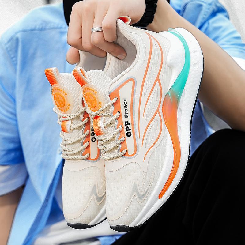 New Fashion Breathable Sports Shoes Men's Lightweight Non-slip Running Shoes Popcorn Soft Sole Cushioned Casual Shoes