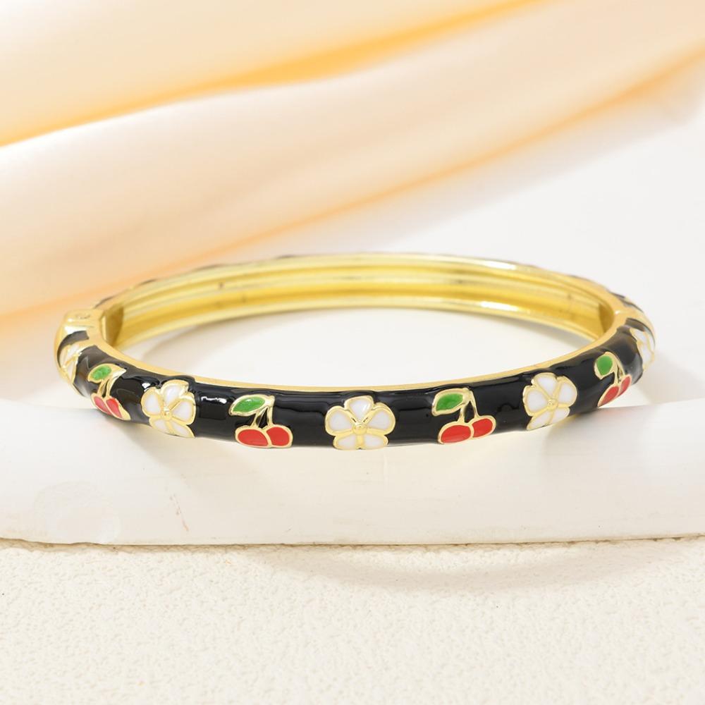 Traditional Chinese Flower Bangle Cherry Floral Women s Hand Bracelet Jewelry Gifts StyleA Black