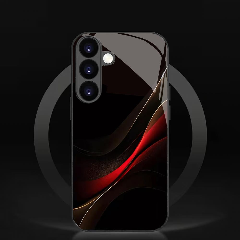 Custodia per telefono in vetro temperato adatta per Samsung Galaxy S26 S25 S24 S23 S22 S20FE/Ultra/Plus linee rosse alla moda personalità alla moda