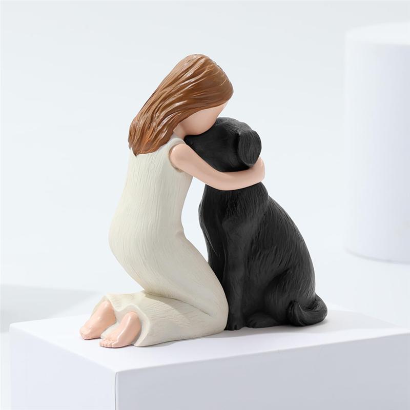 A25F-Love My Dog Figurines Statues, Dog Angel Friendship Remembrance Gifts, Sculpted Hand-Painted Figures For Dog Lovers чёрный